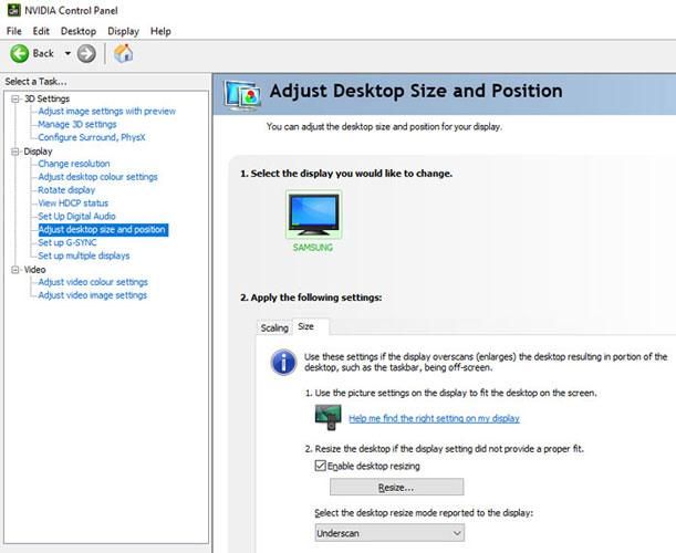 Enable desktop resizing organizer